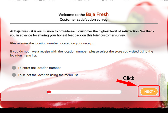 screenshot of baja fresh survey