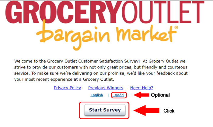 grocery outlet survey page