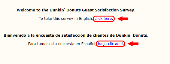 dunkin donuts survey language
