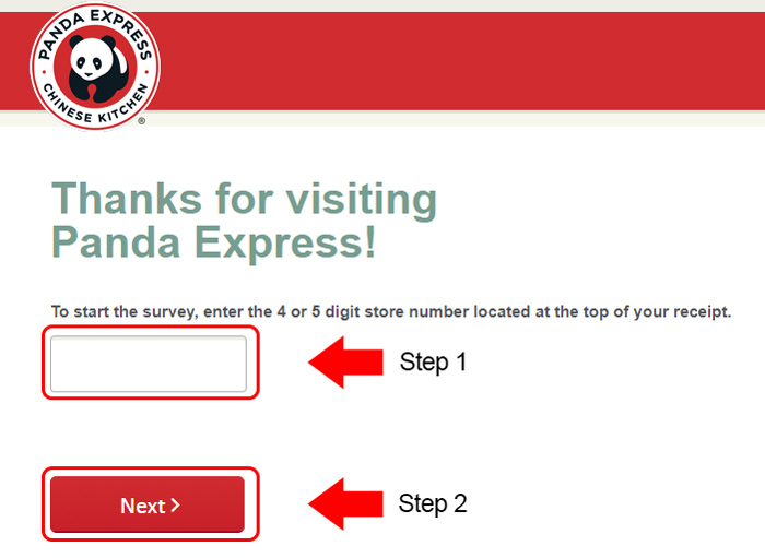 panda express survey code