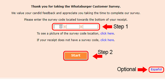 whataburger survey page