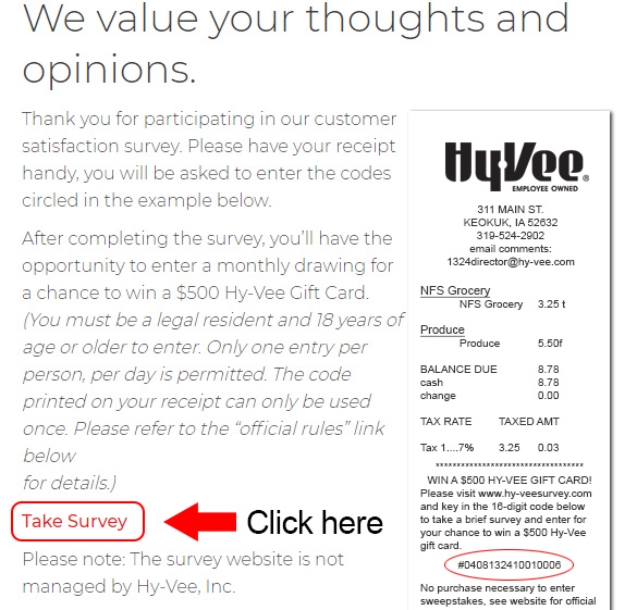 hy vee customer survey