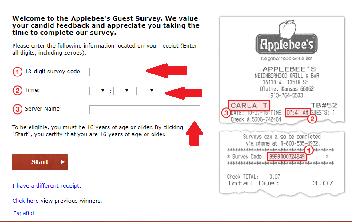 Applebees survey