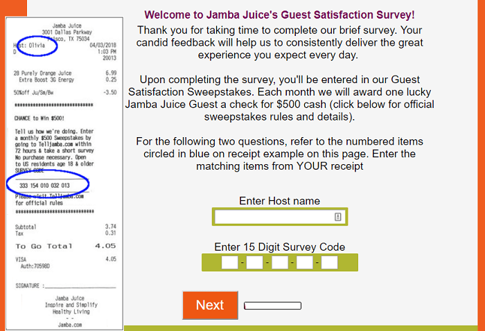 Jamba Juice survey